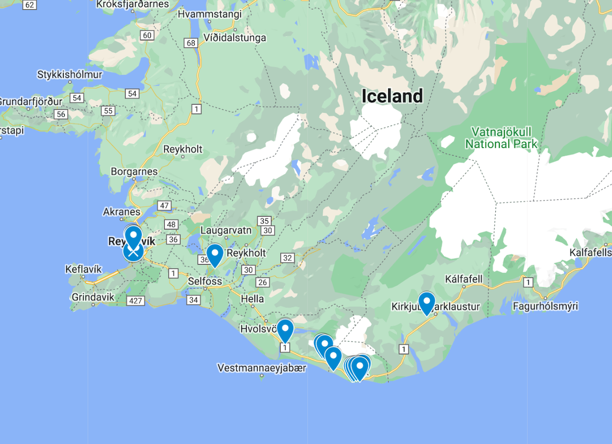 iceland things to do map