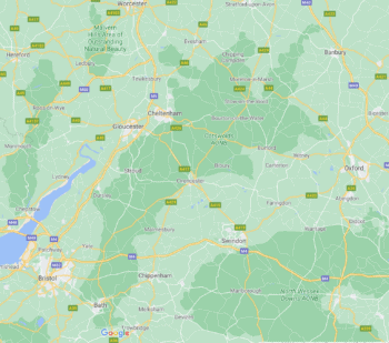 map of the cotswolds england uk