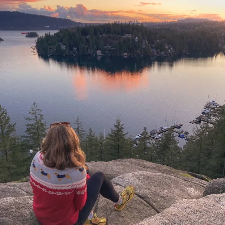 sunset from quarry rock in deep cove BC